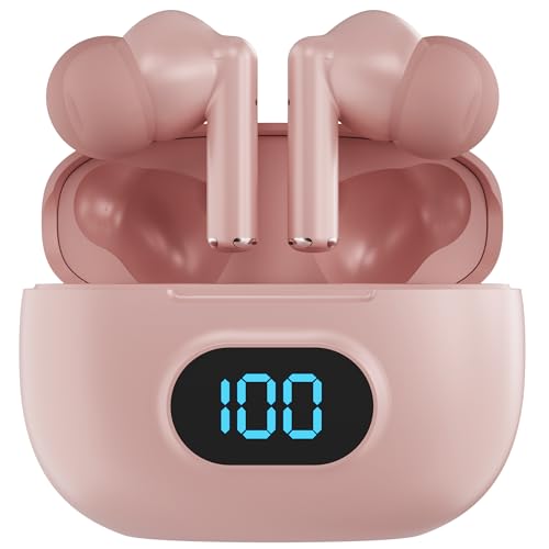 Coby True Wireless Earbuds with LCD Battery Display Charging Case, Bluetooth 5.3 in-Ear Headphones with Touch Controls, Built-in Mic, 10-Hour Playtime, Rose Gold - color: Rose Gold