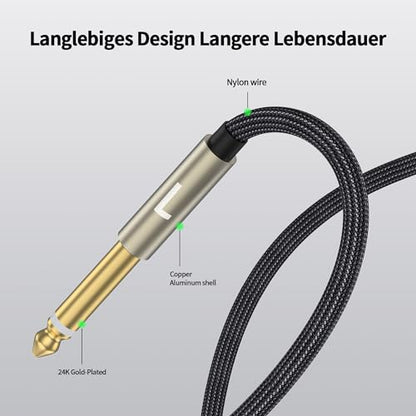 3.5mm 1/8 TRS to Dual 6.35mm 1/4 TS Mono Breakout Cable Y Splitter Stereo Cord Adapter Compatible with iPhone, iPod, Computer Sound Card, CD Player, Multimedia Speaker, Home Stereo System-20FT - size: 20FT