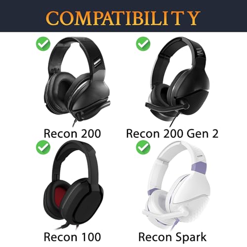 SOULWIT Earpads Replacement for Turtle Beach Recon 100/200/200 Gen2/Spark Gaming Headphones, Ear Pads Cushions with Softer Protein Leather, High-Density Foam - Recon 200 PL Black