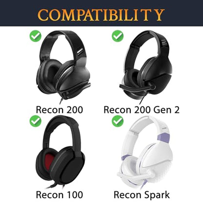 SOULWIT Earpads Replacement for Turtle Beach Recon 100/200/200 Gen2/Spark Gaming Headphones, Ear Pads Cushions with Softer Protein Leather, High-Density Foam - Recon 200 PL Black