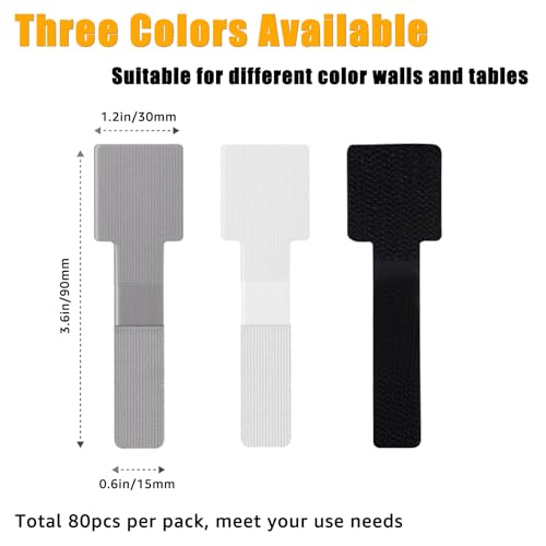 80PCS Hook and Loop Cable Straps, Cable Management Under Desk - color: Black + Gray