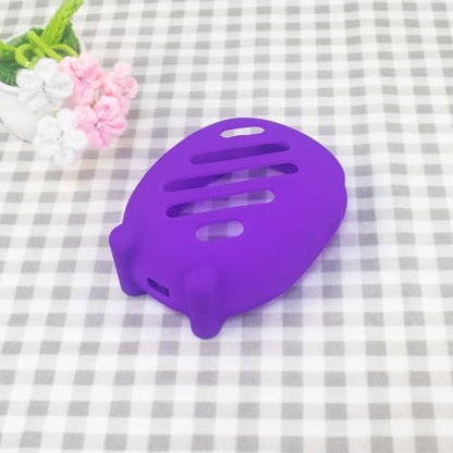 Soft Silicone Case for JBL CLIP5 Bluetooth Speaker Protective Cover Anti-Slip and Anti-Fall Fun Design with Paw Prints & Eyes Solid-Color Protector Sleeve (Purple) - color: Purple