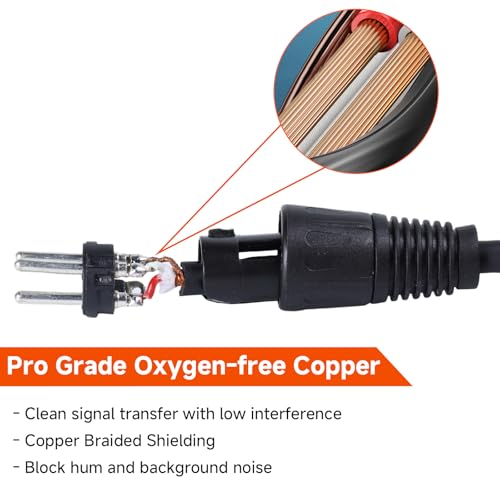 Pack of 2 Right Angle XLR Cables 12FT - 2PCS 3 Pin XLR Male to Female Microphone Cable - Balanced Copper Mic Cable for Mixer, Audio Interface, Podcast, Recording （12 Feet - size: 12 Feet