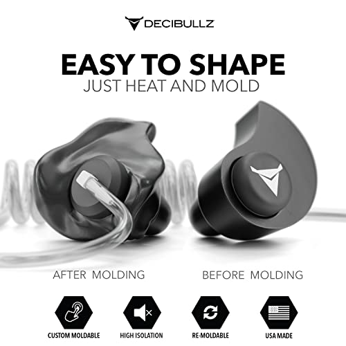 Decibullz Custom Molded Security Radio Surveillance Earpiece Set, Thermo-Fit Designed for Clear Acoustic Tube Radios, Isolation - style: Isolation Earpieces