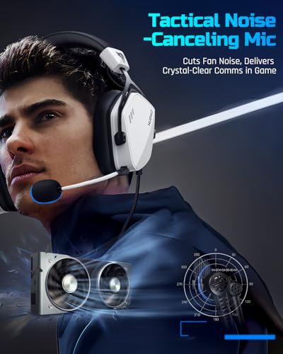 NUBWO HG03 USB-A Gaming Headset with 7.1 Surround and FPS Sound, Wired Headphones with Noise Canceling Mic, Comfortable Design for PC, Laptop - White