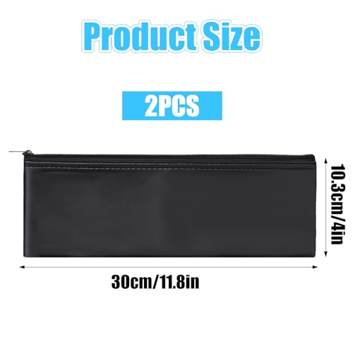 2 Pack Microphone Bags, Black Microphone Case for Wireless | Mic Protector Mic Storage Bag Black Zipper Storage Pouch 11.8" x 4.72" Case for Carrying Portable PU Leather Pouches - size: 11.8 × 4.72