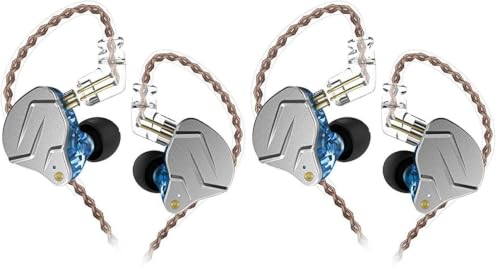 KZ ZSN Pro Dual Drivers 1BA 1DD in Ear Earphones HiFi Power Bass Earbuds Headphones High Clarity Sound Wired Earphones with Detachable Cable for Audiophile Musician (Pack of 2) - color: ZSN Pro-blue, size: No Mic (Pack of 2)