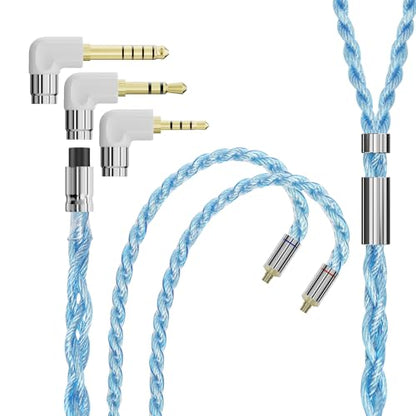 ARTTI NOVA A2 Earphone Cable 2.5/3.5/4.4mm 3in1 Plug 4 Cores 280 Strands Silver-Plated 7N OCC Copper 2pin/MMCX/QDC Detachable Earbuds Cable, IEM in-Ear Headphone Audio Cable (MMCX Bend Plug)