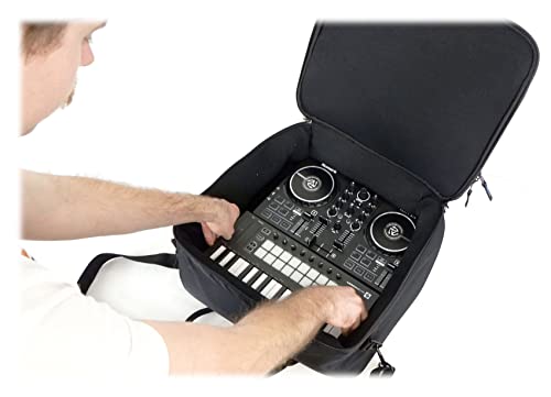 Rockville MB1313 DJ Gear Mixer Gig Bag Case, 13" x 13" x 6" | Dual Layer Foam Padding, YKK Zippers, Rugged Nylon, Rainproof, Shoulder Strap, Rubber Feet, Front Laptop Pocket, Lockable