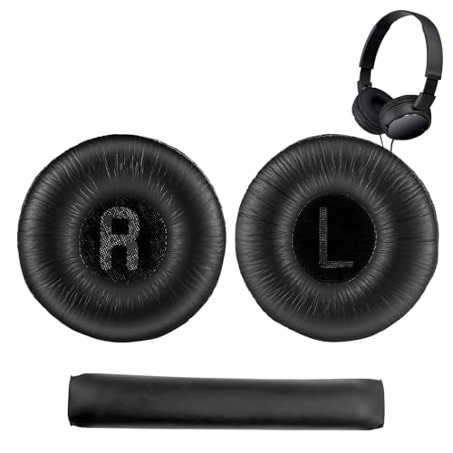 1 Pair Ear Pads and 1 Headband, Earpads Replacement Cushions for JBL Tune600 T500BT T450 T450BT JR300BT JR310BT Headphones (Not Suitable for Tune 600btnc) with Memory Foam, Soft Protein Leather - color: pads and headband - Black