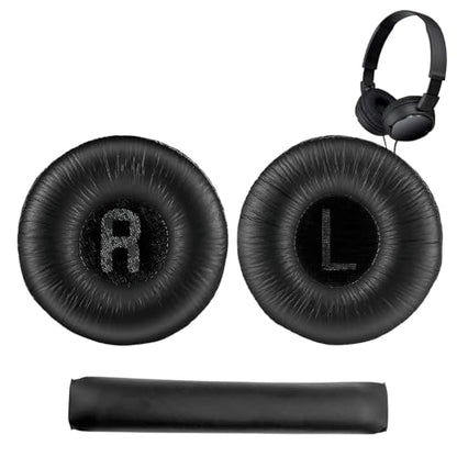 1 Pair Ear Pads and 1 Headband, Earpads Replacement Cushions for JBL Tune600 T500BT T450 T450BT JR300BT JR310BT Headphones (Not Suitable for Tune 600btnc) with Memory Foam, Soft Protein Leather - color: pads and headband - Black