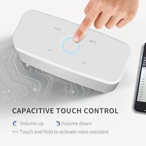 DOSS SoundBox Plus Portable Bluetooth Speaker with 16W Stereo Sound-White | Rich bass, 20H Playtime, Wireless Stereo Pairing, Hands-free Calls, Bluetooth 5.0, For Home, Office, Dorm, Camping, Backyard - color: White