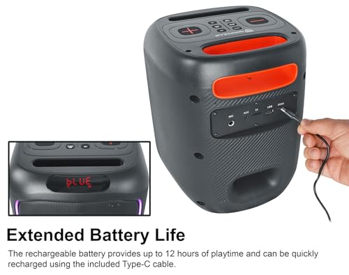 Rockville ROCKBOX PRO V2 150W Portable Bluetooth Speaker, LED Party Lights, TWS Pairing, Mic Input, for Outdoor Events and Karaoke | 12-Hour Rechargeable Battery, 150W Peak, 40W RMS. Bluetooth 5.1, TWS Pairing, USB/AUX/Mic Inputs, 40ft Wireless Range