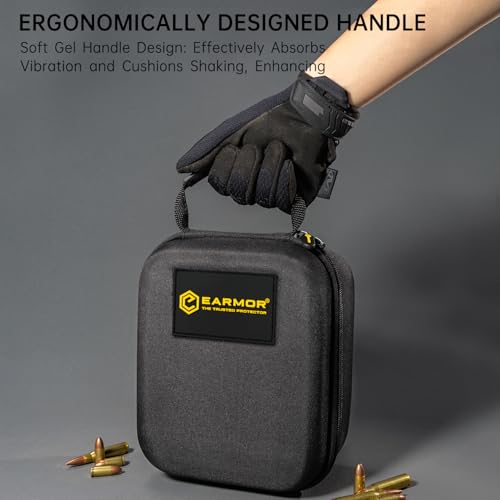 EARMOR Storage Case for Shooting Ear Protection Earmuff Glasses & Accessories, Weather-Resistant Durable Dustproof Hard EVA Carrying Storage Bag for Hunting Electronic Shooting Ear muff