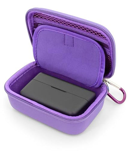 CASEMATIX Travel Case Compatible With DJI Mic 2 Wireless Microphone Kit or Original - Compact Lavalier Microphone Protection to Carry Lav Mic in Charging Case and Small Accessories, Purple