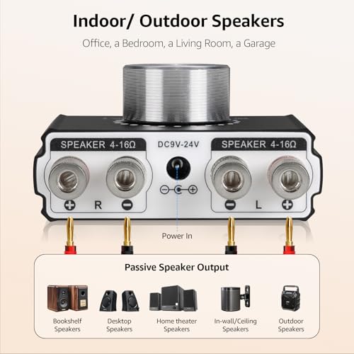1Mii DeskRoar B75 Mini Bluetooth 6.0 Amplifier, 2.0 Channel 50W×2 HiFi Amp | USB/Optical/AUX IN, Home Audio Digital Stereo Receiver for TV/PC/Bookshelf/Desktop Speakers, 24V Power Supply