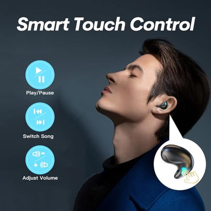 Xmenha Invisible Sleep Wireless Earphone IPX5 Waterproof Thin Invisible Sleep Earbuds for Side Sleepers Sleep Ear Buds Smallest Tiny Small Mini Discreet Earbud for Sleeping Invisible Headphones - color: Blue