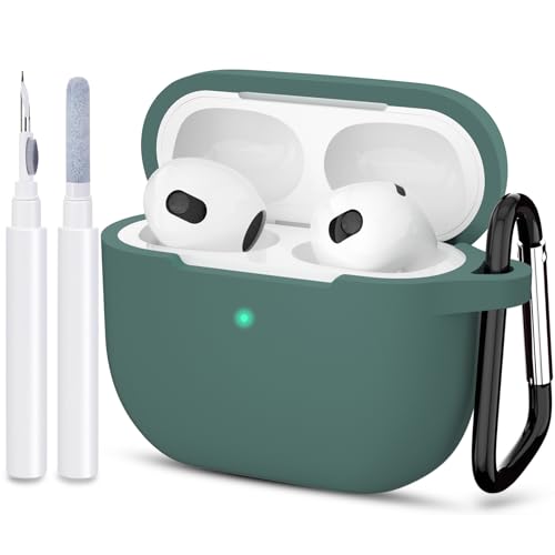 Compatible with AirPods 3 Case, Protective Silicone Cover for AirPods 3rd Generation Case 2021, Wireless Charging - Grey Green - color: A-Grey Green