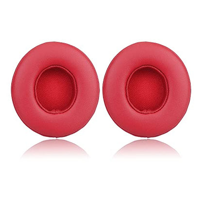 Krone Kalpasmos Earpad Replacement for Beats Solo 2 & 3 Wireless/Wired Headphone, Ear Cushion Premium Protein Leather Memory Foam with Kits, Superb Comfortable Easy to Install – Red - color: Red