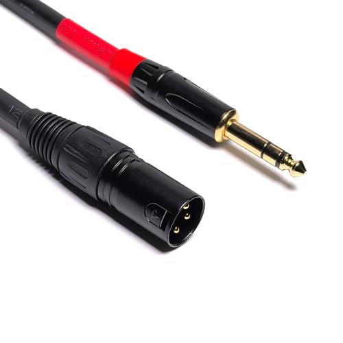 1/4 Inch to 3-pin XLR Cable, 6.35mm Quarter inch TRS Male to XLR Male Microphone Balanced Cable (1FT) - size: 1FT