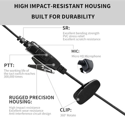 Walkie Talkie Earpiece with Mic Nylon Braided Design,2 Way Radio Earphones with Cord for Kenwood,Headphones for Police Radios - size: 1_PACK