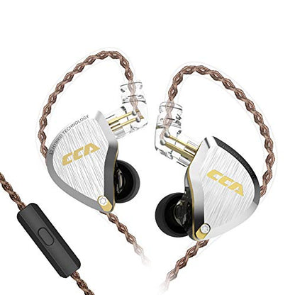 CCA C12 5BA+1DD Hybrid in-Ear Earphones with Mic, Amber Gold | HiFi Musician Monitor IEM, Detachable 2-Pin Cable, Noise-Isolating Earbuds, Zinc Alloy, Gaming Headset, 7-40000Hz - color: Amber Gold, size: With MIC