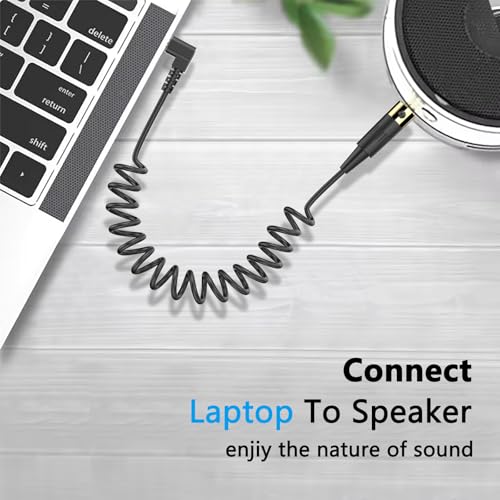 3.5mm to Mini XLR Coiled Cable | 1/8" TRS Plug Right Angle to 4-pin Mini XLR(TA4F) Female Headphones Audio Sprial Coiled Cable