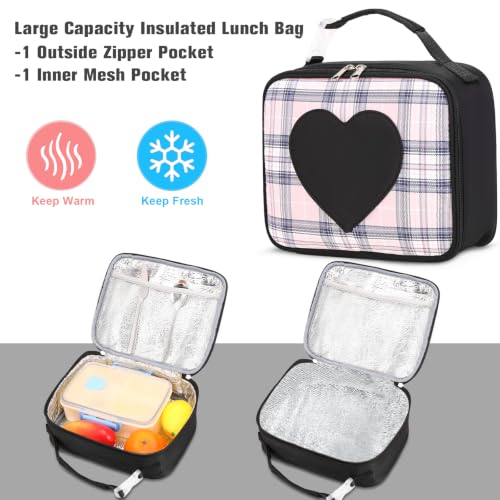 ACESAK Girls Backpack with Headphones, Insulated Lunch Box & Pencil Case | Girls School Backpack with 3.5mm Wired Headphones for School Bookbag Schoolbag Set Back To School Gift, Black - color: Black