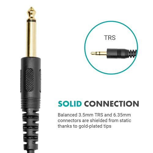 Movo WGA-1 6.35mm Guitar Cord to 3.5mm Extension TRS Male to Male Audio Cable - Perfect Speaker Cable, Aux Cord, or Headphone Jack Adapter - 1/4 to 3.5mm Adapter for Home Theater Accessories