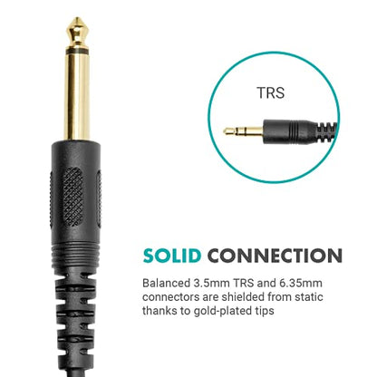 Movo WGA-1 6.35mm Guitar Cord to 3.5mm Extension TRS Male to Male Audio Cable - Perfect Speaker Cable, Aux Cord, or Headphone Jack Adapter - 1/4 to 3.5mm Adapter for Home Theater Accessories