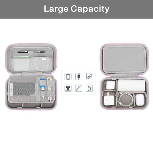MOSISO Electronic Organizer Travel Case Compatible with MacBook Power Adapter, Compatible with Magic Mouse & Pencil, SD Card, USB Flash Disk with 4 Modular Insert & 2 Cable Tie & Snap Hook, Pink - color: Pink
