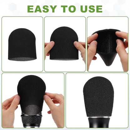 MECCANIXITY 240 Pcs Disposable Microphone Cover Mic Cover (Black) - color: Black