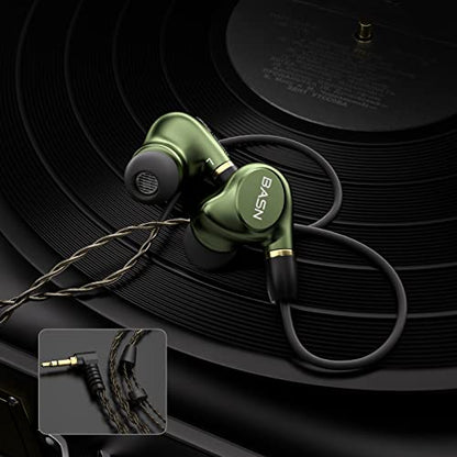 BASN Metalen 4 Drivers in-Ear Monitor Headphones (Metallic Green) - color: Green