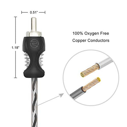 RECOIL RCI417 17ft 4 Channel RCA Audio Cable Twisted Pair Noise Reduction | 100% Oxygen Free Copper - style: 17ft 4-Channel RCA