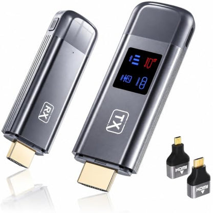 Wireless HDMI Transmitter and Receiver, 120M/400FT, 5.8G+2.4G Dual-Band | LDS Antenna and Low Latency, Video and Audio to TV/Monitor/Projector, Plug and Play, 1080P Output, 4K Decode, Mirror & Extend - color: gray
