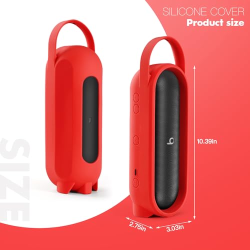 Silicone Carrying Case Cover for Beats Pill 2024 Portable Bluetooth Speaker, Protective Sleeve Travel Case Speakers Accessories (Red) - color: Red