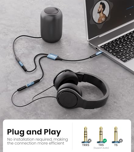 Tisino 3.5mm Headphone Splitter, 2 Female to 1 Male Aux Splitter, 1.6ft/50cm - size: 1.6 ft