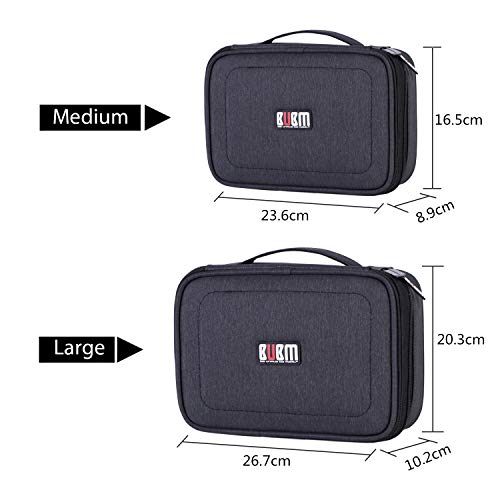 BUBM Electronic Organizer, Double Layer Travel Gear Bag for Cables, Plugs, Flash Hard Drive, Power Bank and More--a Sleeve Pouch for iPad (Large, Black) | Travel Gadget Storage Bag for Cables, Plugs, Flash Hard Drive, Power Bank and More--a Sleeve Pouch f