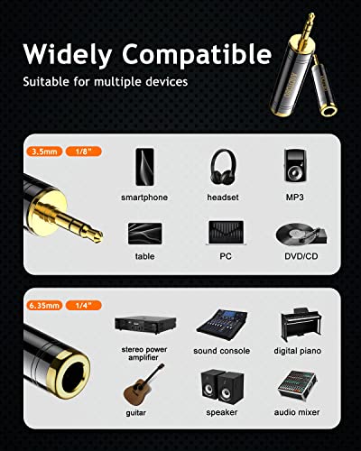 ANDTOBO 3.5mm to 1/4 Adapter, Pure Copper Headphone Jack for Stereo Audio