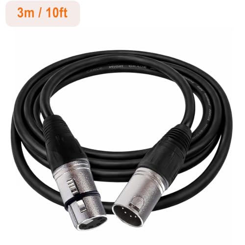 5 Pin XLR Connector, XLR Microphone Cable, Balanced Male to Female Connections for Microphone and Audio Interface (3 Meter/10Ft)
