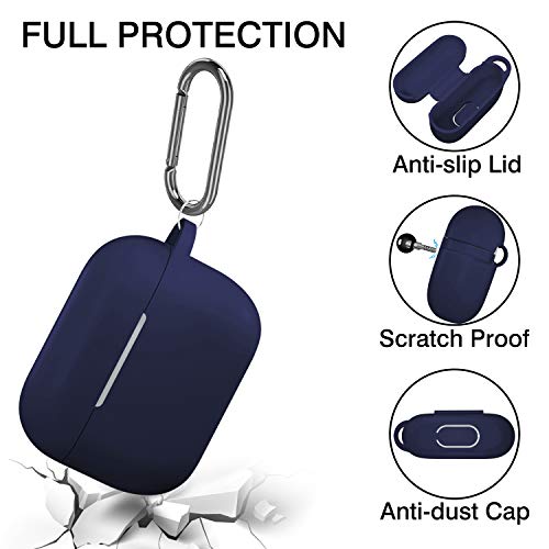 Hamile Compatible with AirPods Pro Case Protective Silicone Airpod Case Shockproof Cover Skin for Apple Airpod Pro 2019 Charging Case, with Keychain, Navy Blue - color: Navy Blue