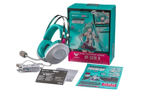 ASUS TUF Gaming H1 Gaming Headset Wired, Discord Certified Mic - Aqua | 40mm Drivers, Virtual 7.1 Surround Sound, TeamSpeak-Certified Mic, Removeable Ear Cushions, for PC, PS5