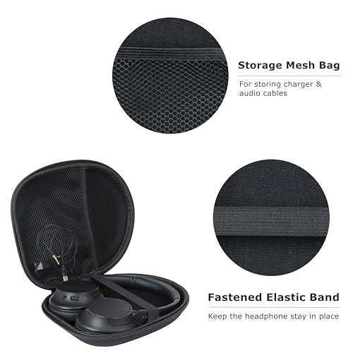Ginsco New Case Compatible with Sony WH-CH 720N/710N Noise Canceling Wireless Headphones, with JBL Tune 770NC 720BT SoundCore Q20 BERIBES/KVIDIO/Picun Hard Shell Travel Carrying Headset Case (Black) - color: Black