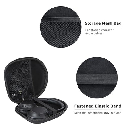 Ginsco New Case Compatible with Sony WH-CH 720N/710N Noise Canceling Wireless Headphones, with JBL Tune 770NC 720BT SoundCore Q20 BERIBES/KVIDIO/Picun Hard Shell Travel Carrying Headset Case (Black) - color: Black
