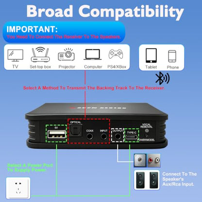 Wireless Microphone System for Karaoke TV and AUX Speaker