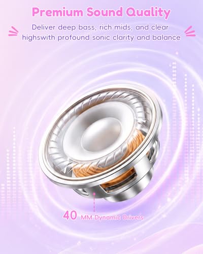 Candy Bila USB C Kids Headphones with Mic, Wired Over-Ear for Boys Girls | 85/94dB Safe Volume, HD Mic Stereo Sound, Foldable Design for School Travel,Compatible USB-C iPads,Tablets, Gradient Pink - color: Gradient Pink