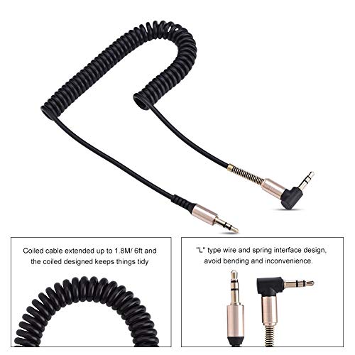 Socobeta Audio Cable 3.5mm Male to Male Spring Aux Cable L-Shaped & I-Shaped Retractable Cord for Car Audio Earphone