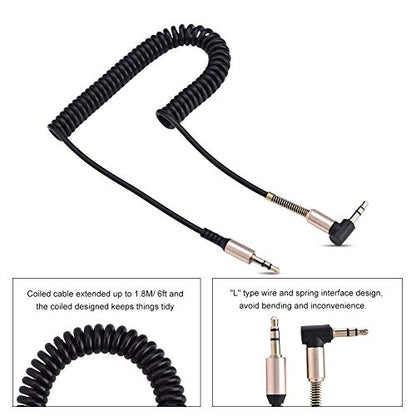 Socobeta Audio Cable 3.5mm Male to Male Spring Aux Cable L-Shaped & I-Shaped Retractable Cord for Car Audio Earphone