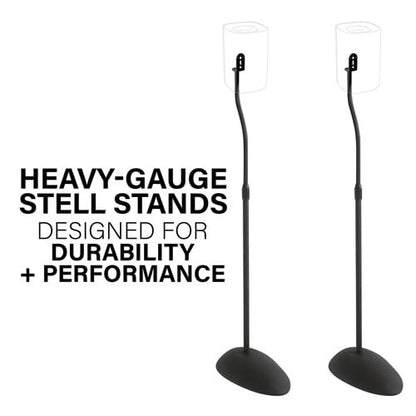 SANUS Speaker Stands for Satellite & Bookshelf Speakers, Fixed & Adjustable Height Options, Stable Floor Stands with Cable Management (Adjustable Height Speaker Stands – HTB3B-03)