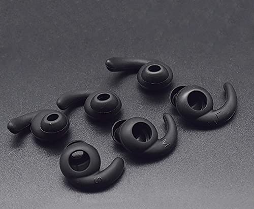 3 Pairs Silicone Hooks Eartip Eartips Earbuds Eargels Compatible with Synchros Reflect BT Sports Wireless Bluetooth Earphones(Black)
